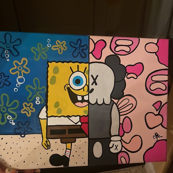 SpongeBob & kaws bape background painting - Picture 3 of 3